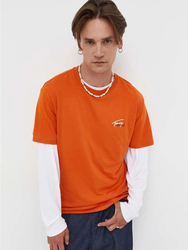 Tommy Jeans pánske oranžové tričko - S (SFQ)