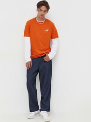 Tommy Jeans pánske oranžové tričko - L (SFQ)