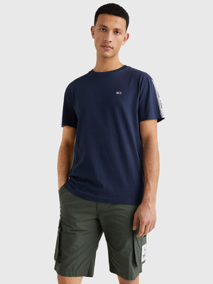 Tommy Jeans pánske tamvo modré tričko - S (C87)