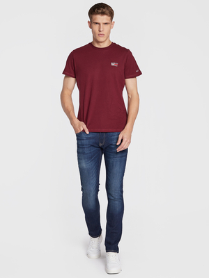 Tommy Jeans pánske vínové tričko CHEST LOGO - M (VLP)