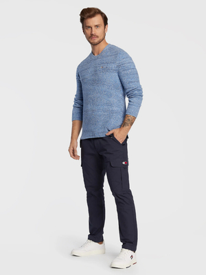 Tommy Jeans pánsky modrý sveter - M (C4H)