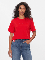 Tommy Jeans dámske červené tričko - S (XNL)