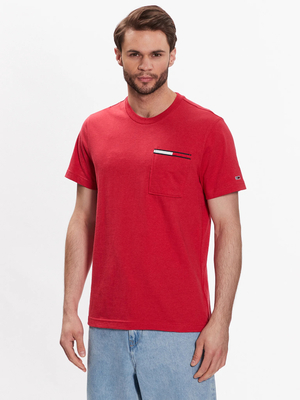 Tommy Jeans pánske červené tričko - S (XNL)