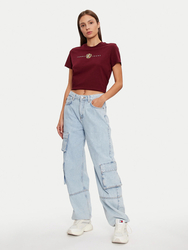 Tommy Jeans dámske vínové tričko - L (VLP)