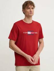 Tommy Hilfiger pánske tmavo červené tričko - M (XNN)