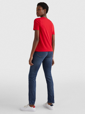 Tommy Hilfiger dámske červené tričko - XS (XLG)