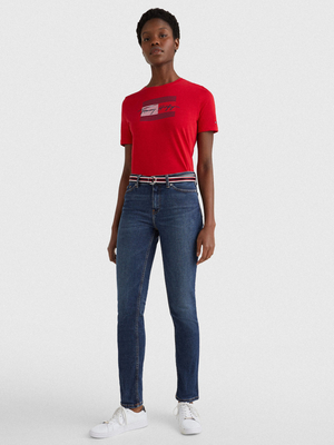 Tommy Hilfiger dámske červené tričko - XS (XLG)