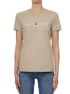 Tommy Hilfiger dámske béžové tričko - L (AEG)