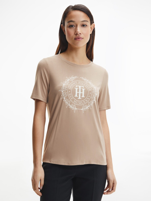 Tommy Hilfiger dámske béžové tričko - M (AEG)