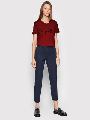 Tommy Hilfiger dámske tmavočervené tričko - XS (XIT)
