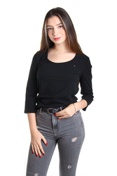 Tommy Hilfiger dámske čierne tričko Lizzy s 3/4 rukávom