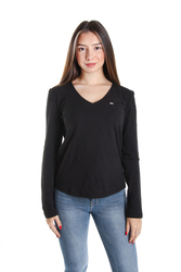 Tommy Hilfiger dámske čierne tričko s dlhým rukávom - XS (BBU)