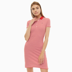 Tommy Hilfiger dámske červené pruhované polo šaty New Chiara