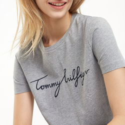 Tommy Hilfiger dámske šedé tričko Graphic - XS (039)