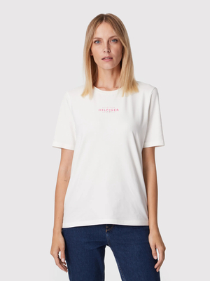 Tommy Hilfiger dámske krémové tričko - L (YBL)