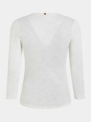 Tommy Hilfiger dámske biele tričko Slim - L (YCF)
