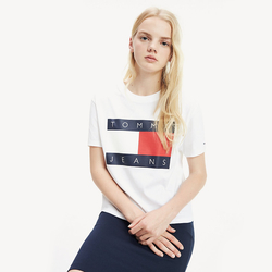 Tommy Hilfiger dámske biele tričko Tommy - XS (YA2)