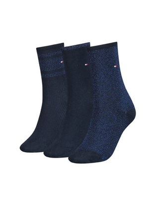 Tommy Hilfiger dámske modré ponožky 3 pack - 35 (001)