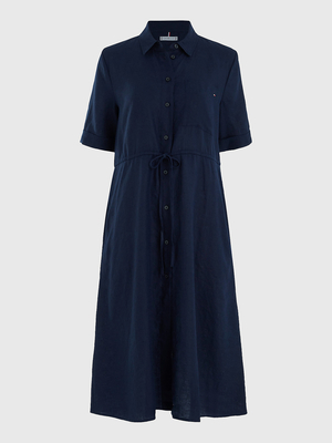 Tommy Hilfiger dámske modré ľanové šaty - 38 (DW5)