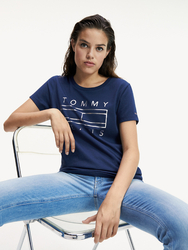 Tommy Hilfiger dámske tmavomodré tričko Metallic