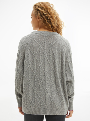 Tommy Hilfiger dámsky šedý sveter so vzorom - L (0IZ)