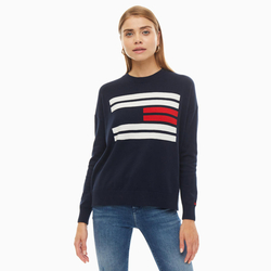 Tommy Hilfiger dámsky tmavomodrý sveter Flag - XS (403)