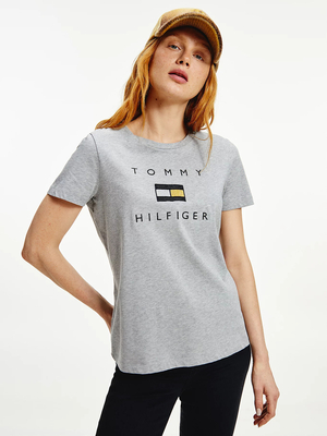 Tommy Hilfiger dámske šedé tričko - XS (PKH)