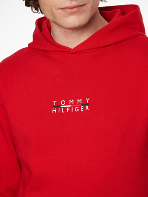 Tommy Hilfiger pánska červená mikina Square logo - L (XLG)