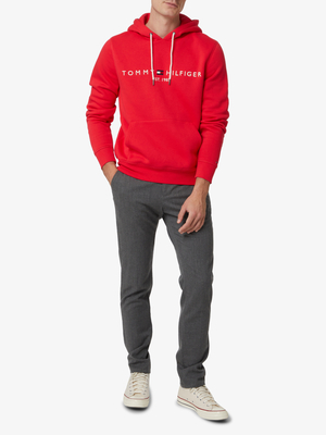 Tommy Hilfiger pánska červená mikina Logo Hoody - M (XK3)