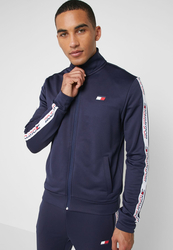 Tommy Hilfiger pánska tmavo modrá mikina na zips Tape
