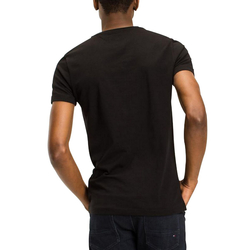 Tommy Hilfiger pánske čierne tričko s výstrihom do V - S (083)