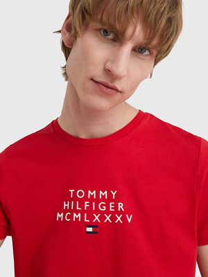 Tommy Hilfiger pánske červené tričko - S (XLG)