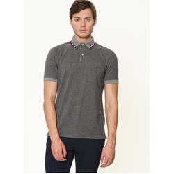 Tommy Hilfiger pánske šedé polo Oxford - S (056)