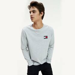Tommy Hilfiger pánske šedé tričko s dlhým rukávom Badge