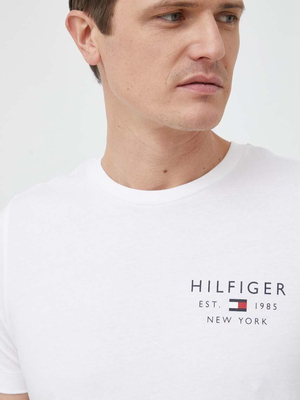Tommy Hilfiger pánske biele tričko Brand - XXL (YBR)