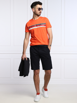 Tommy Hilfiger pánske oranžové tričko Corp - S (XMV)