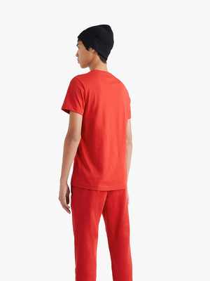 Tommy Hilfiger pánske oranžovo - červené tričko Logo - M (XNJ)