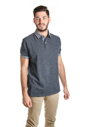 Tommy Hilfiger pánske tmavomodré melírované polo Oxfort - S (403)