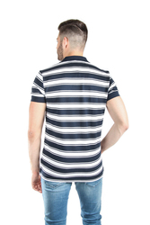 Tommy Hilfiger pánske tmavomodré pruhované polo Stripe - M (403)