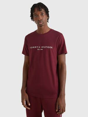 Tommy Hilfiger pánske vínové tričko Logo - L (VLP)