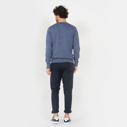 Tommy Hilfiger pánsky modrý sveter s výstrihom do V - S (DVA)