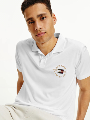 Tommy Hilfiger pánske biele polo tričko - L (YBR)