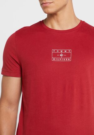 Tommy Hilfiger pánske bordové tričko - M (XIT)