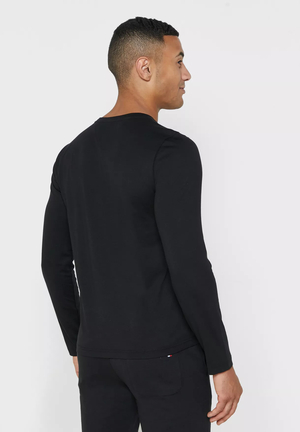 Tommy Hilfiger pánske čierne tričko s dlhým rukávom - L (BDS)