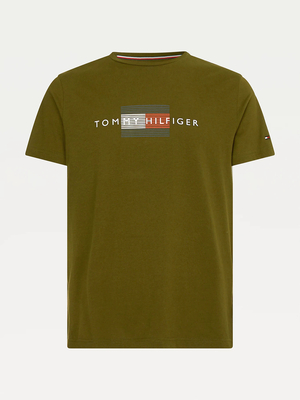 Tommy Hilfiger pánske olivovo zelené tričko - S (GYY)
