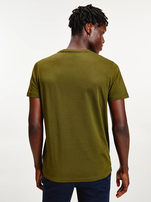 Tommy Hilfiger pánske olivovo zelené tričko - S (GYY)