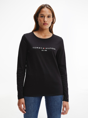 Tommy Hilfiger dámske čierne tričko s dlhým rukávom - S (BDS)