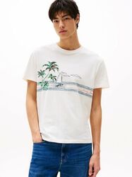 Tommy Jeans pánske krémové tričko - S (YBH)