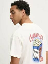 Tommy Jeans pánske krémové tričko - S (YBH)