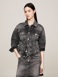 Tommy Jeans dámska čierno-šedá bunda Mom - XS (1BZ)